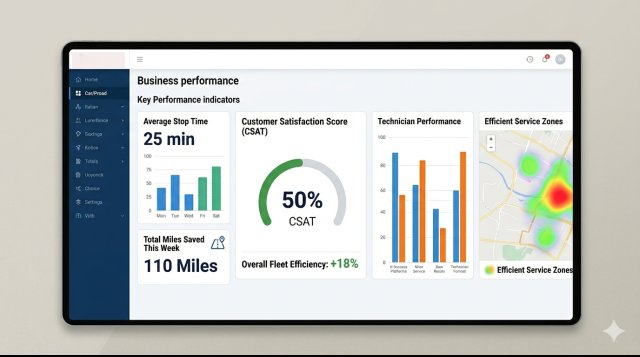 RouteTrak business performance dashboard with KPIs
