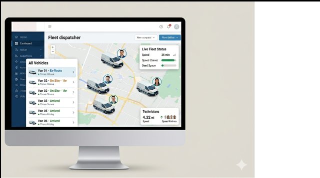 RouteTrak fleet dispatcher dashboard with live vehicle tracking